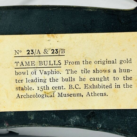 Tame Bulls Hunter Wall Plaque Cast Stone Tile Athens Greece Pier One 11x3" - Picture 6 of 7